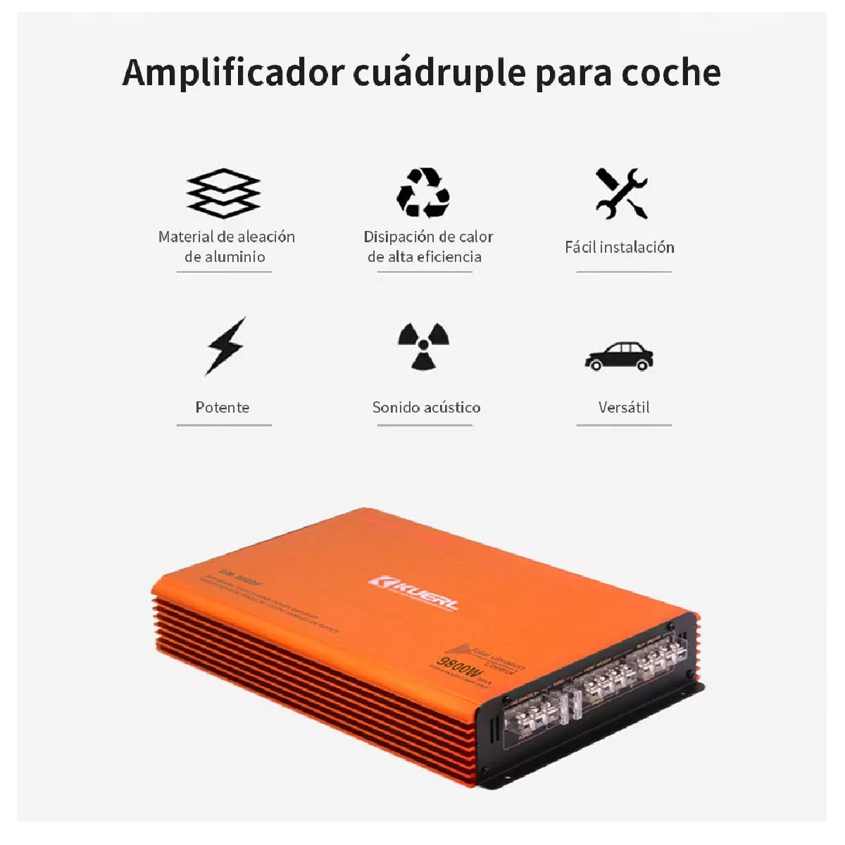 Foto 4 | Amplificador Audio 4 Canales Clase Ab para Autoestéreo 9800 W Naranja