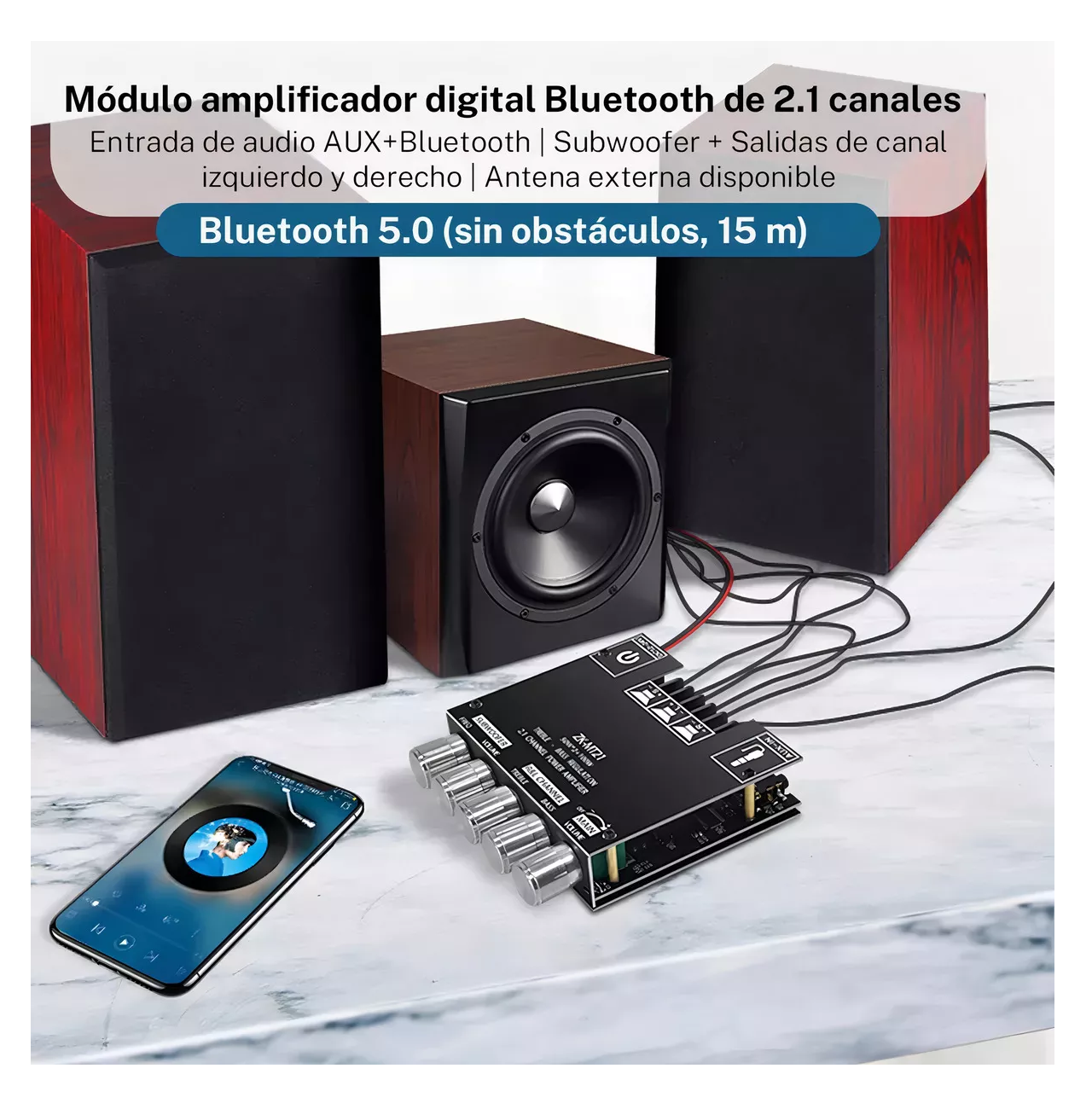 Foto 3 pulgar | Placa Amplificadora De Potencia Digital 50wx2+100w Zk-mt21 Negra