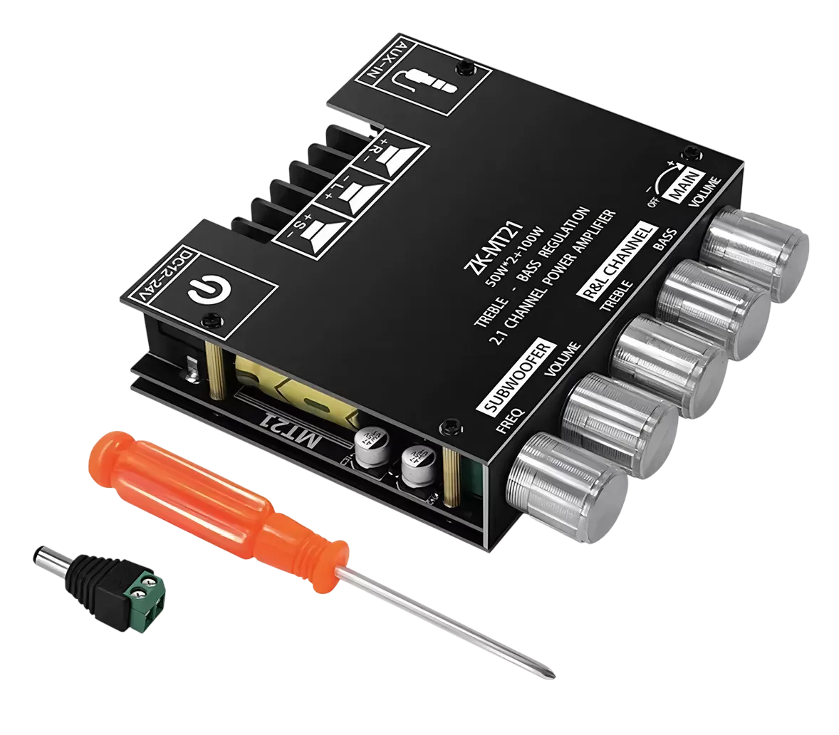 Placa Amplificadora De Potencia Digital 50wx2+100w Zk-mt21 Negra