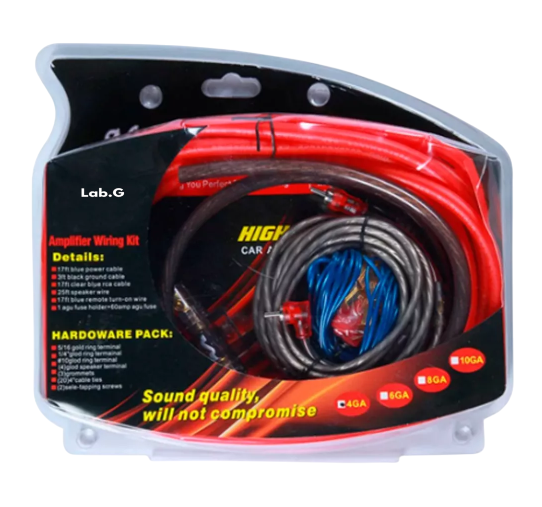 Kit Amplificador Lab.g Instalacion Cable Rca Audio Auto 4ga Multicolor