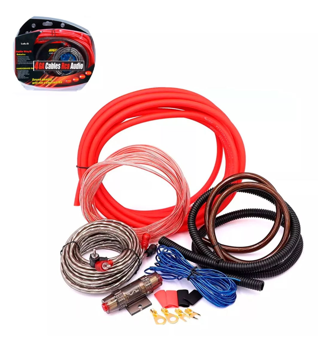 Foto 4 pulgar | Kit Amplificador Lab.g Instalacion Cable Rca Audio Auto 4ga Multicolor