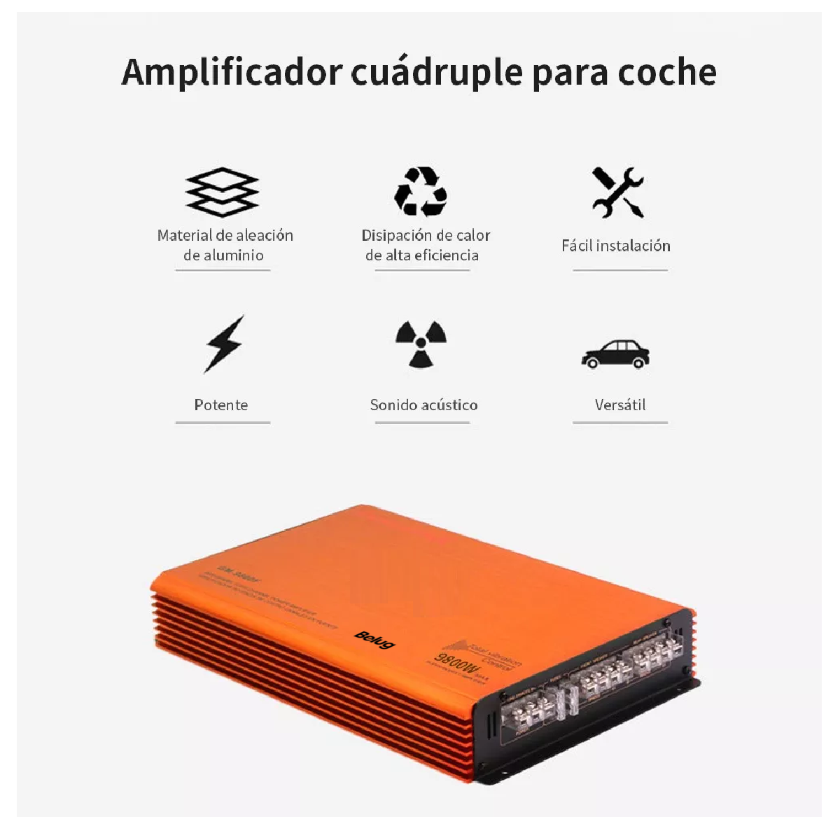 Foto 4 | Amplificador Audio 4 Canales Clase Ab Para Auto Estéreo9800w Belug Naranja