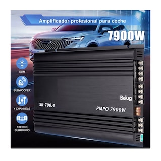 Foto 2 | Amplificador De Audio Para Auto 4 Canales Belug 7900w Negro