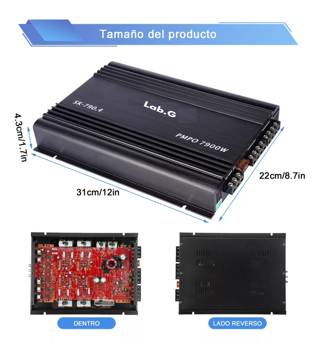 Foto 3 | Amplificador De Audio Para Auto 4 Canales Negro