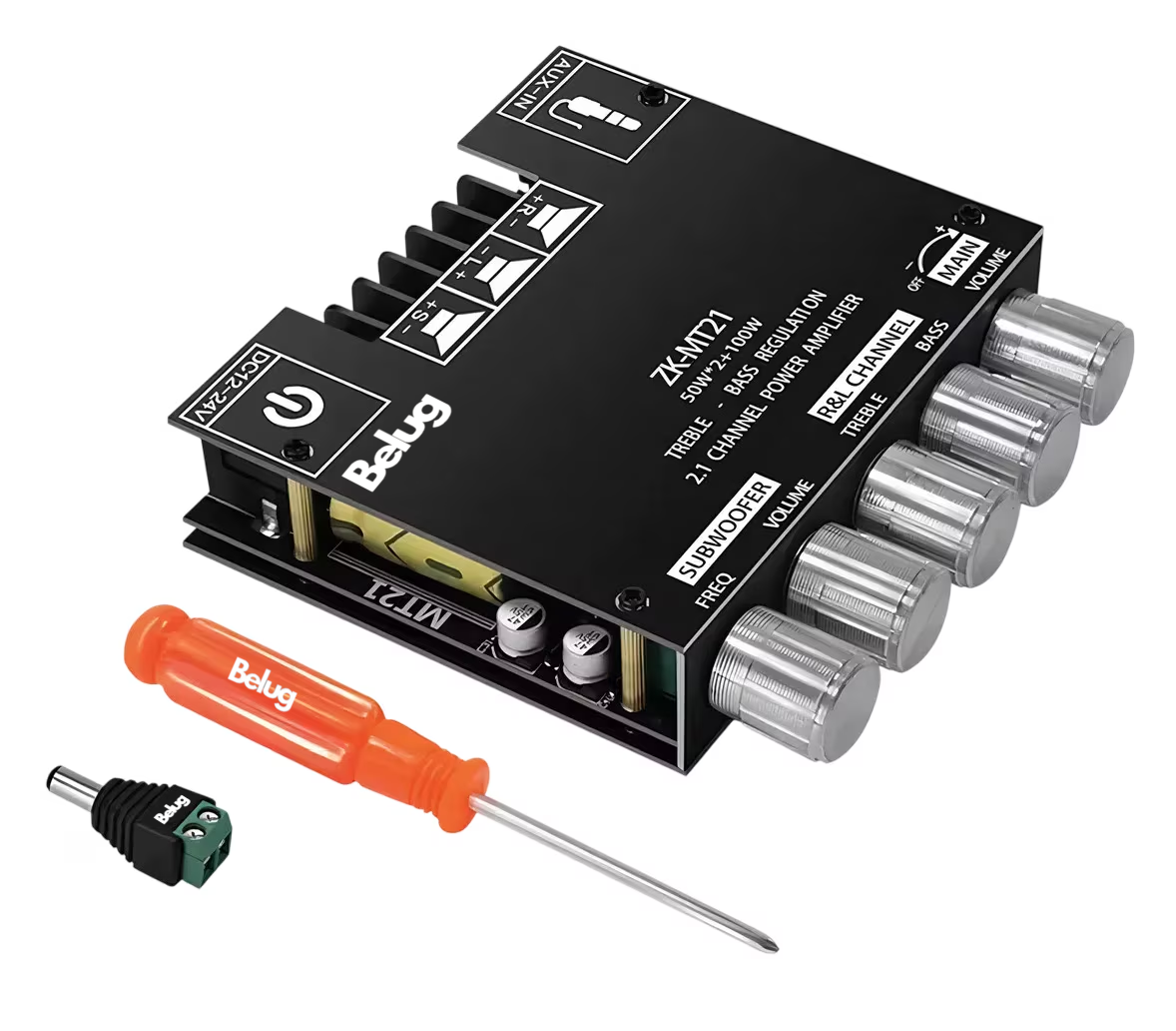 Placa Amplificadora De Potencia Digital 50wx2+100w Zk-mt21, Belug  Negra