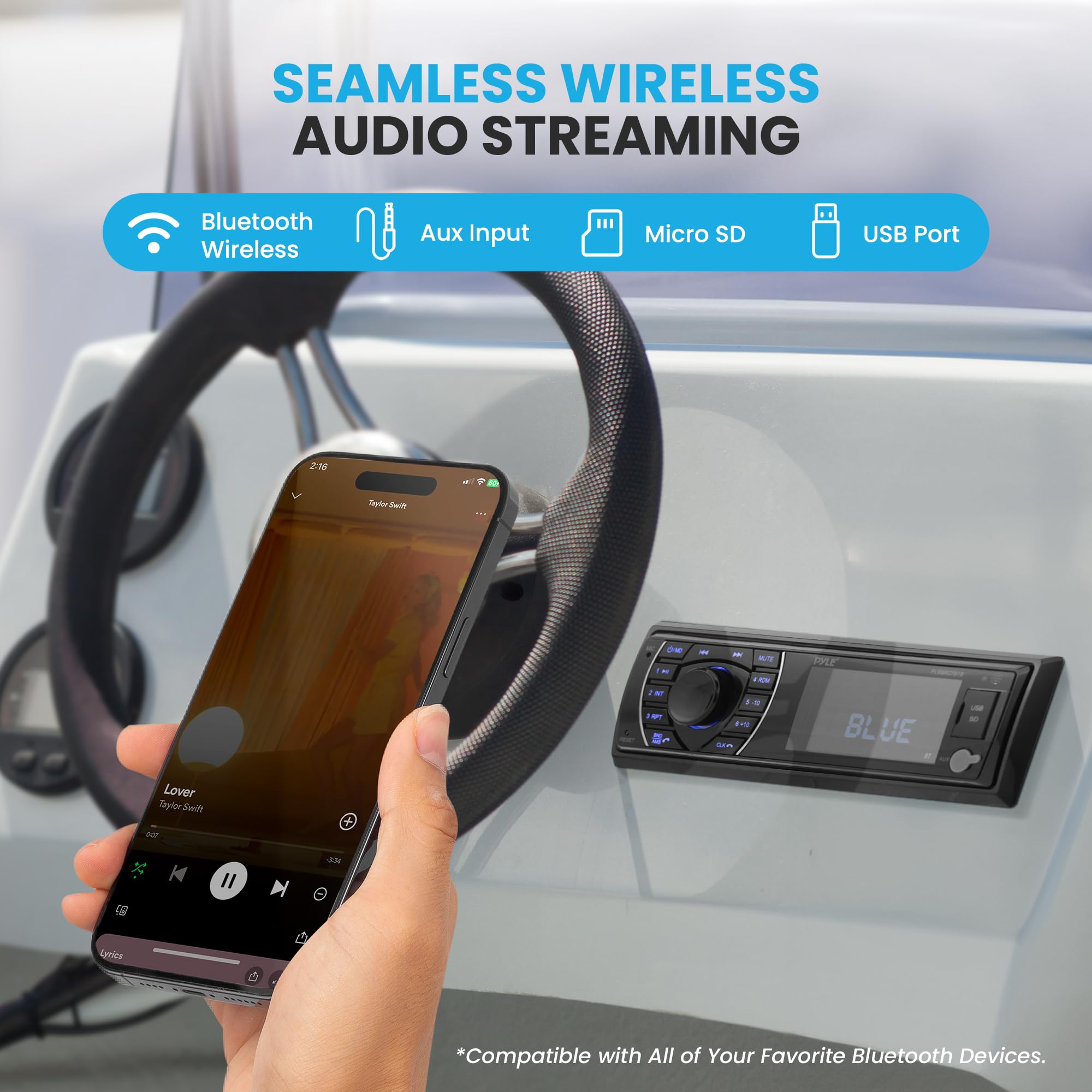 Foto 3 pulgar | Receptor Estéreo Bluetooth Marine Pyle Plrmr27btb 300w - Venta Internacional