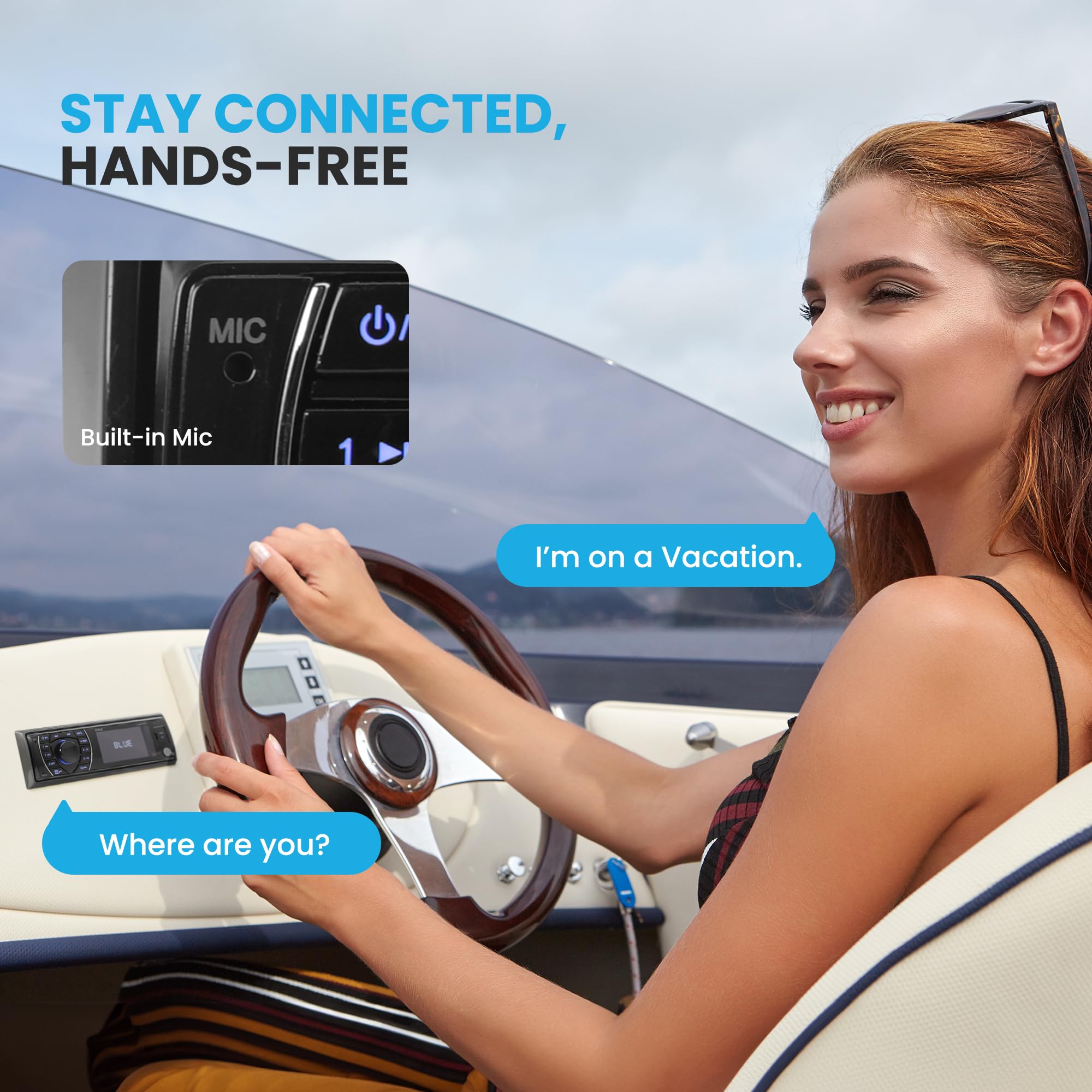 Foto 3 | Receptor Estéreo Bluetooth Marine Pyle Plrmr27btb 300w - Venta Internacional