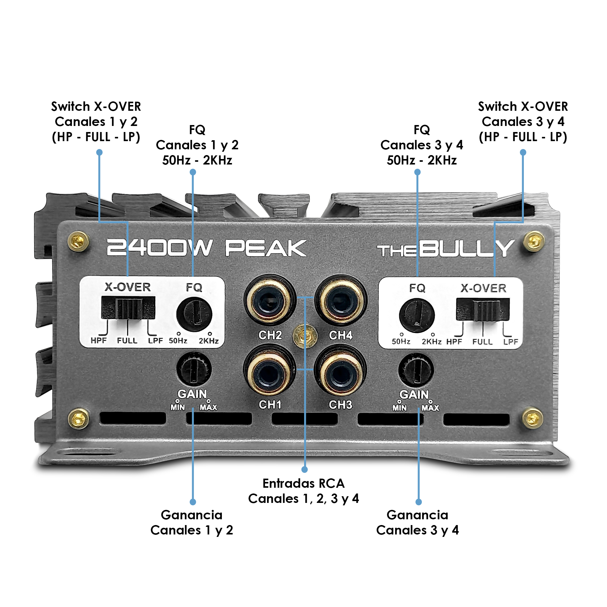 Foto 4 pulgar | Amplificador The Bully 2400w Clase D 4ch By Steelpro