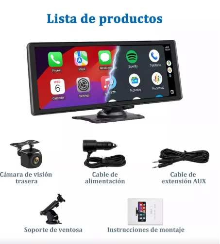 Foto 5 pulgar | Estéreo Negro De Coche Wünd Inalámbrico 10.26 Pulg Para Apple Carplay