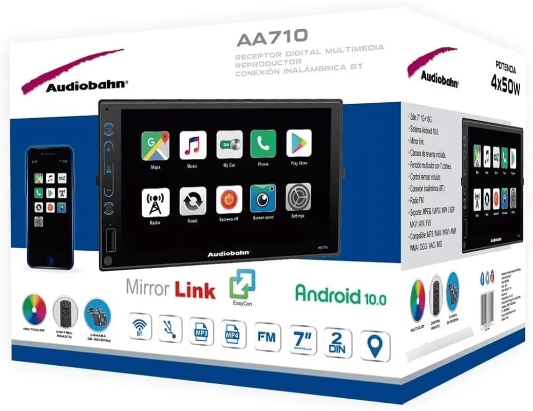 Foto 6 pulgar | Autoestéreo Audiobahn 2din Android 10.0 Mirrorlink AA710 Pantalla Integrada