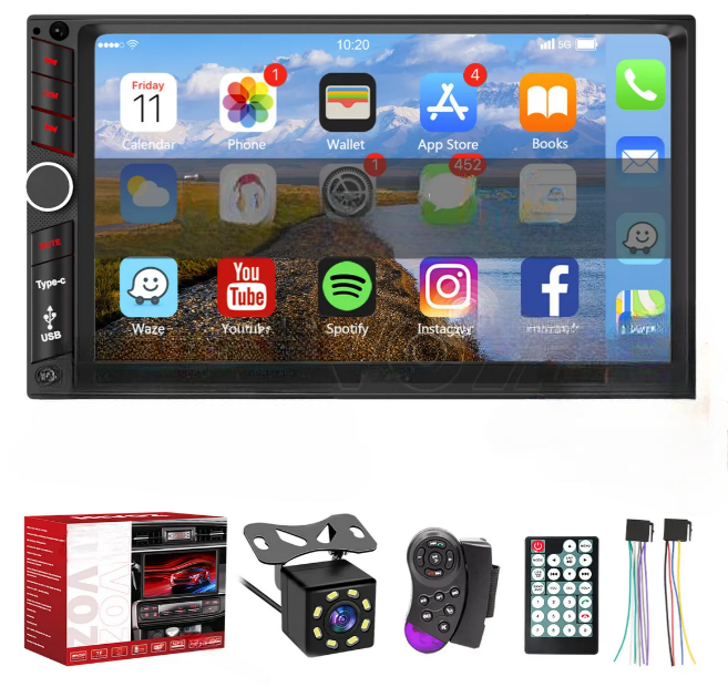 Autoestéreo Xtellar Usb 7 Pulgadas Estéreo Pantalla Táctil Y Cámara Negro