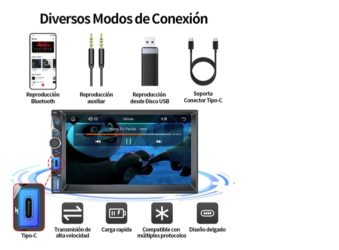 Foto 5 pulgar | Autoestéreo Mp5 Con Usb Bluetooth Y Camara Color Negro
