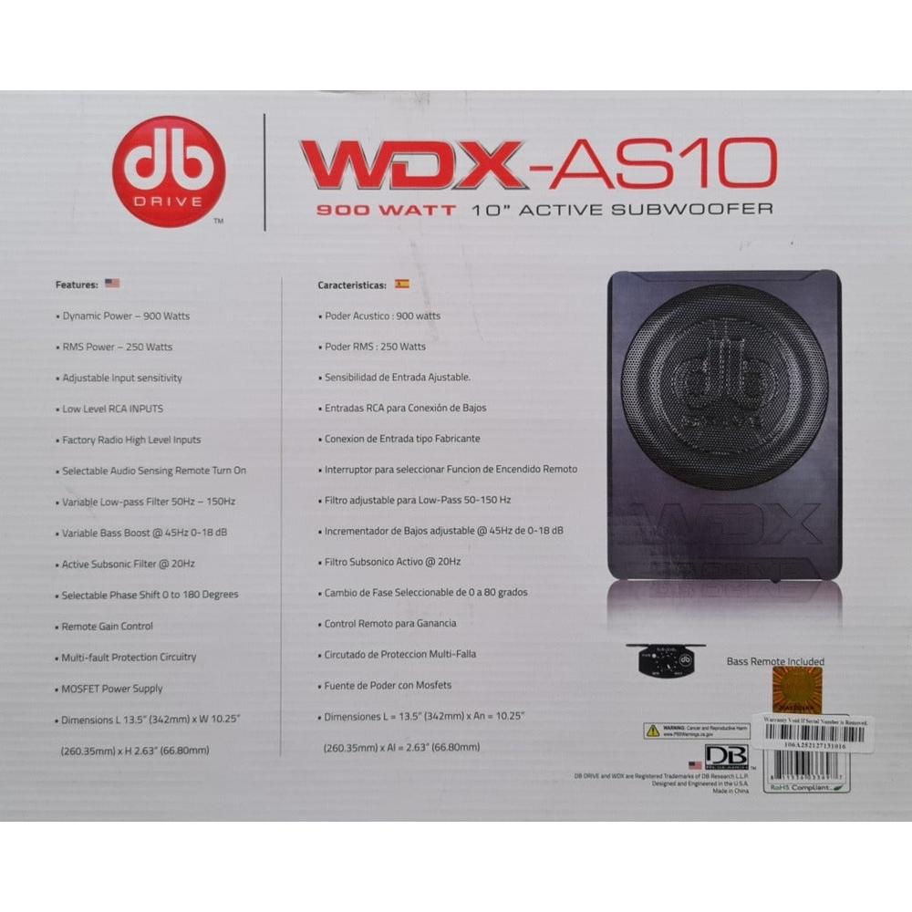 Foto 5 pulgar | Subwoofer Amplificado DB Drive WDX-AS10 color Negro 900w 10'' 4 Ohms
