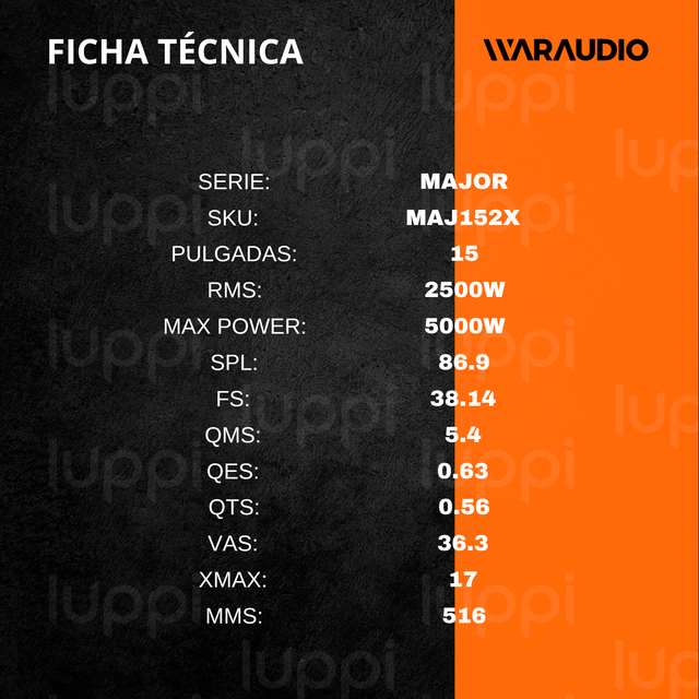Foto 3 pulgar | Subwoofer War Audio Maj152x 15" 5000w 2+2 Ohms Major