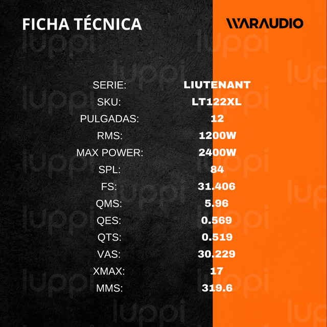 Foto 3 pulgar | Subwoofer War Audio LT122XL 12'' 2400w 2+2 Ohms