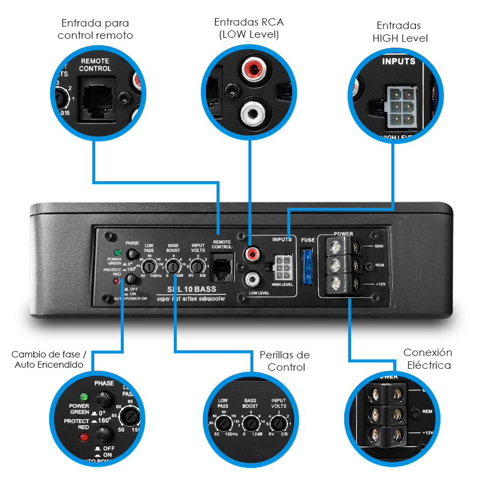 Foto 4 pulgar | Subwoofer Amplificado 10 Autopower 800w By Steelpro Color Negro