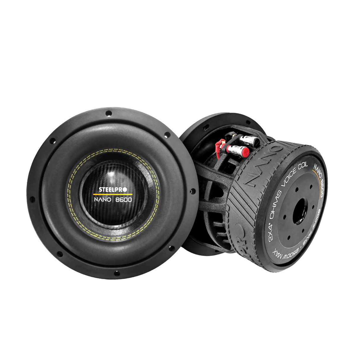 Subwoofer Steelpro 8 Pulgadas Competencia 4+4 Ohm 2500w Nano Negro