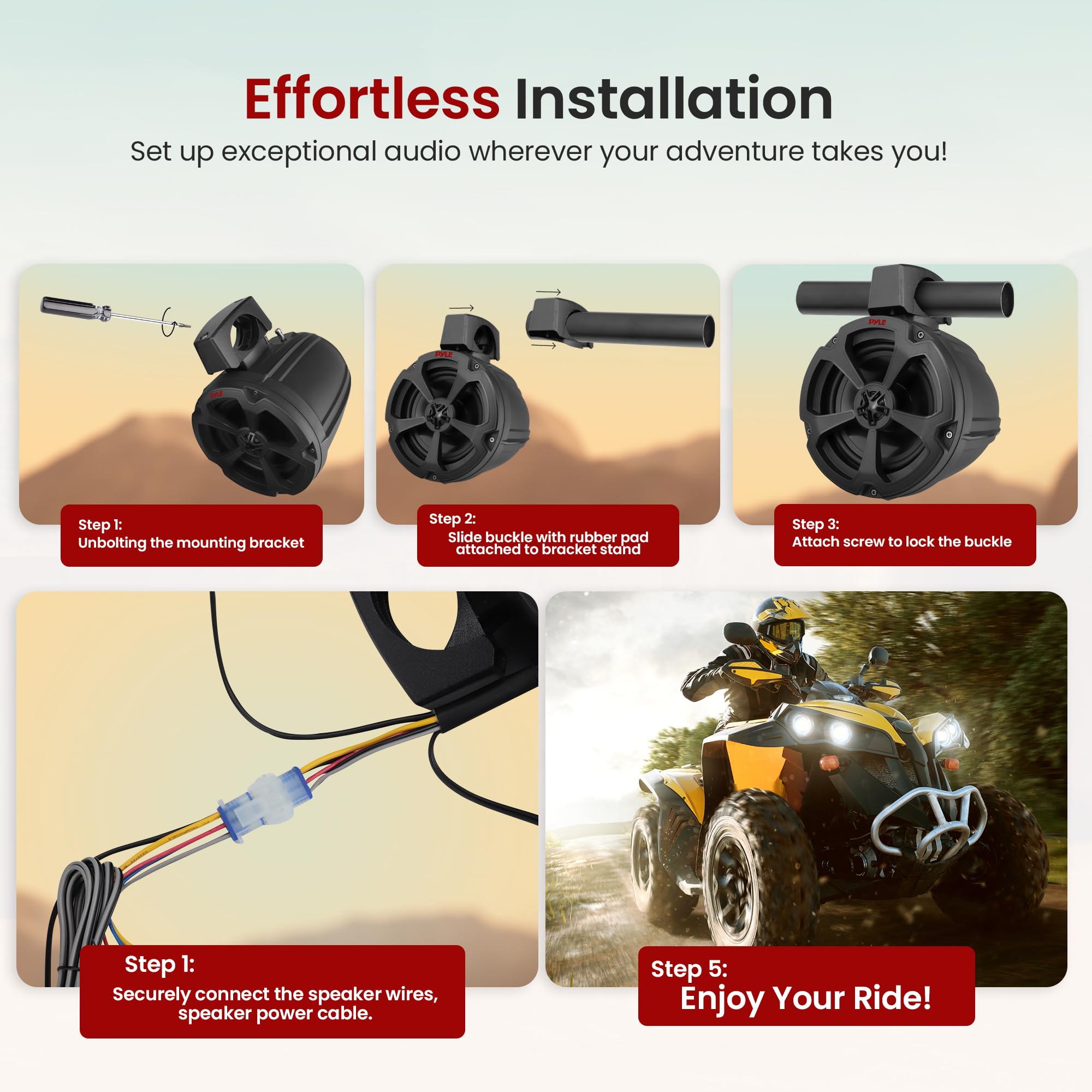 Foto 4 pulgar | Altavoz Pyle Utv Marino Resistente Al Agua Para Todo Terreno De 1200 W - Venta Internacional.