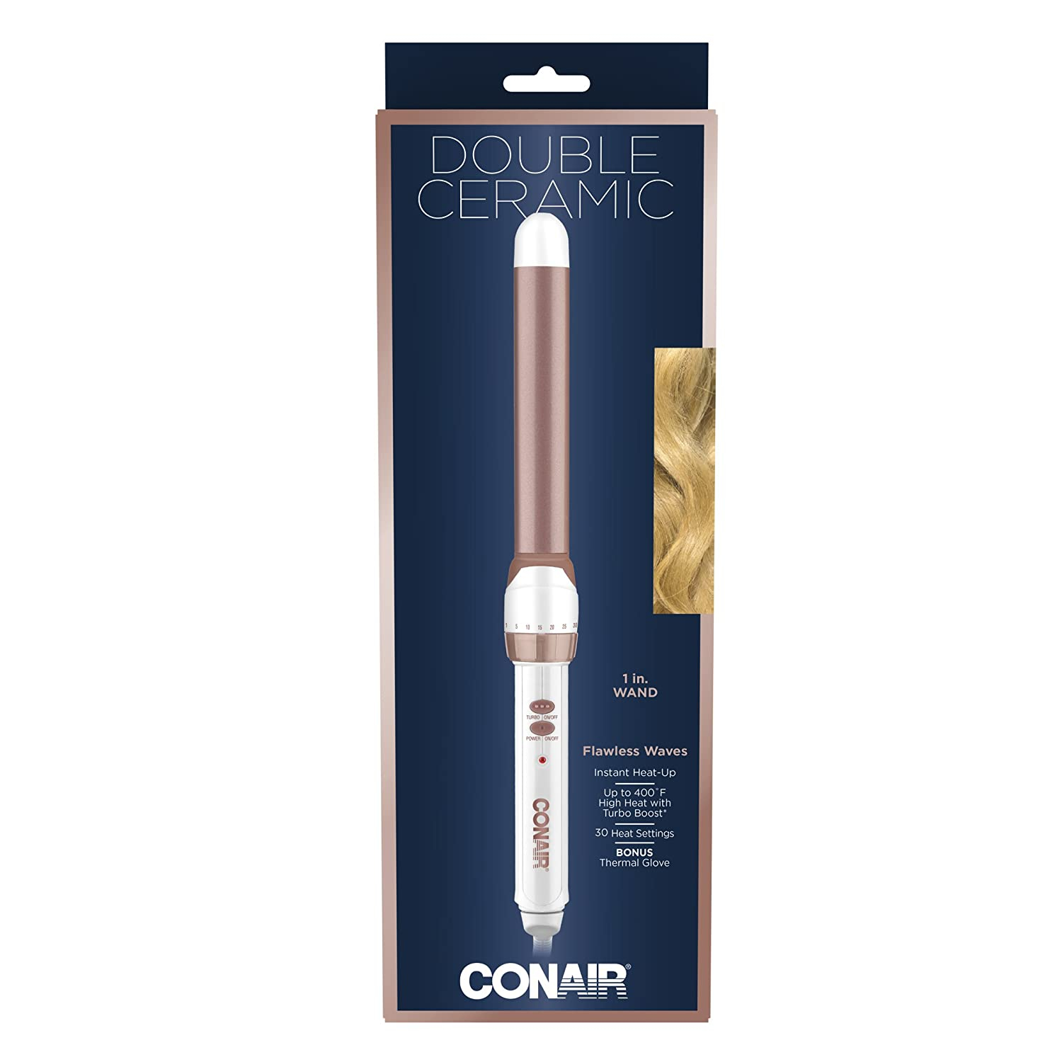 Foto 5 | Varita De Curling De Cerámica Doble Conair, Varita De Rizado De 1 Pulgada, Oro Blanco / Rosa - Venta Internacional.