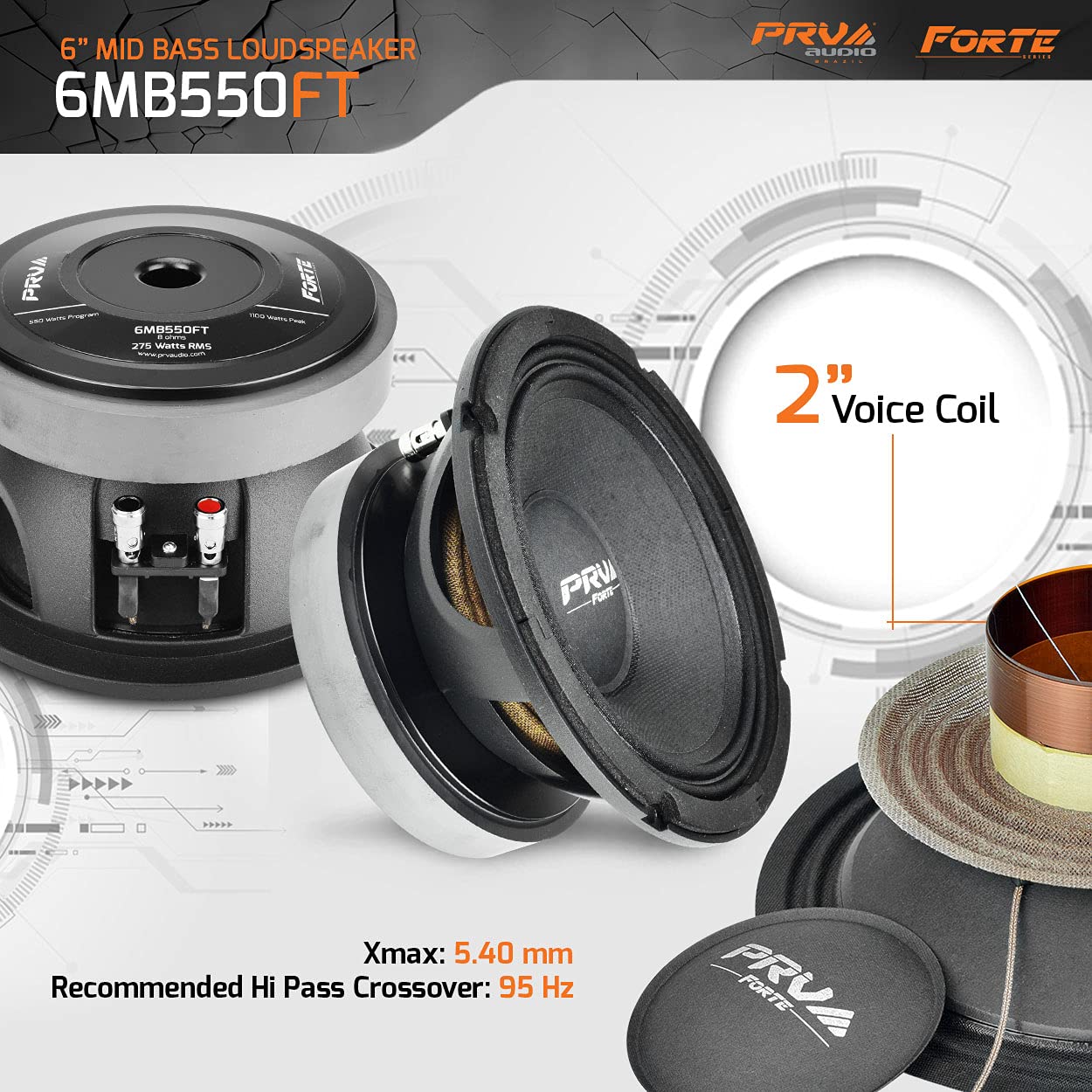 Foto 3 pulgar | Altavoz de Bajo Medio Prv Audio 6 Mb 550 Pies 6.5 Pulgadas 275 W Rms 8 Ohmios - Venta Internacional