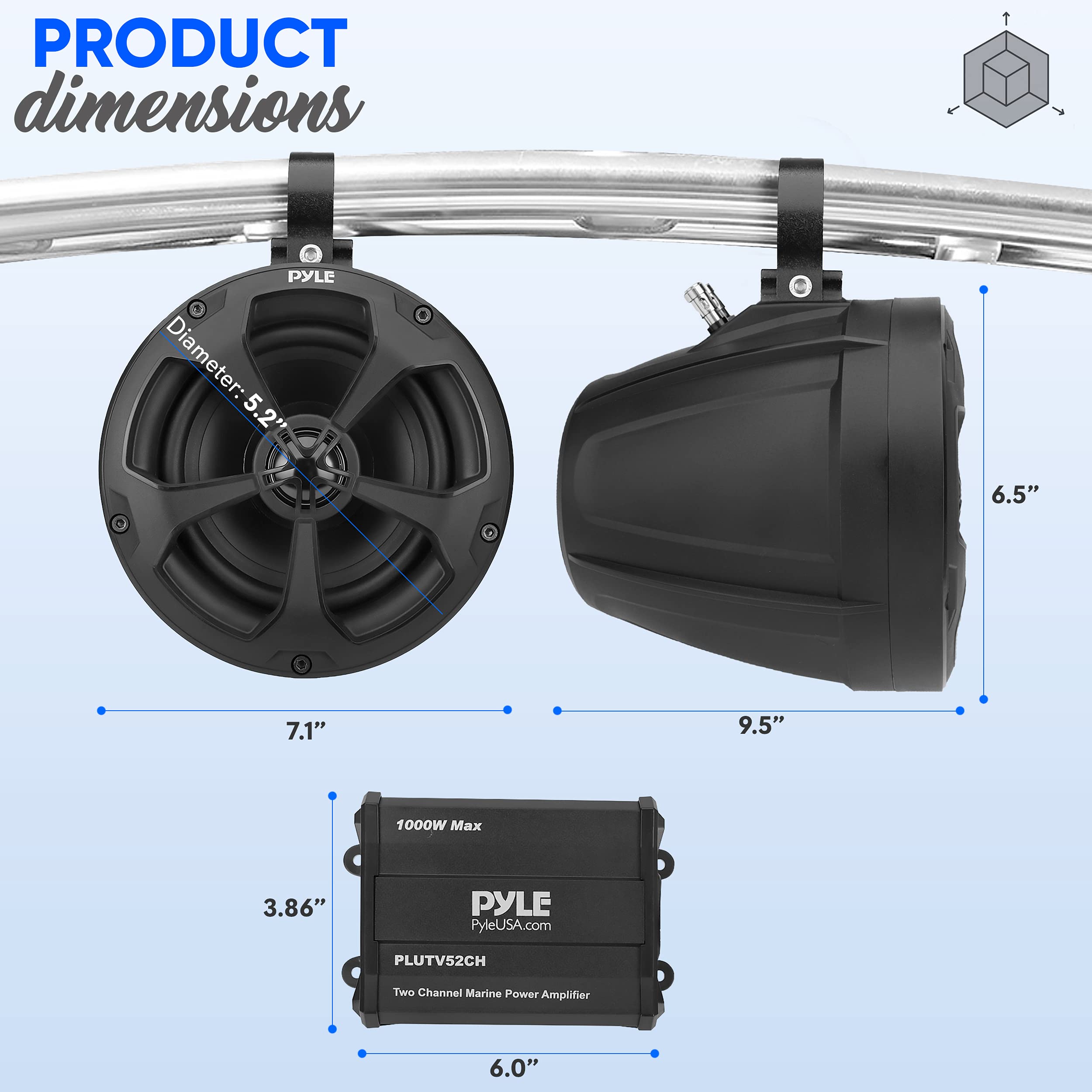 Foto 3 pulgar | Altavoces Marinos Pyle Plutv52ch 1000 W 13,3 Cm A Prueba De Agua Ip-x45 - Venta Internacional.