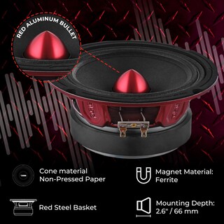 Foto 3 | Altavoz Ds18 Pro-x6.4bm 6.5 Pulgadas De Rango Medio 250 W Rms - Rojo - Venta Internacional.