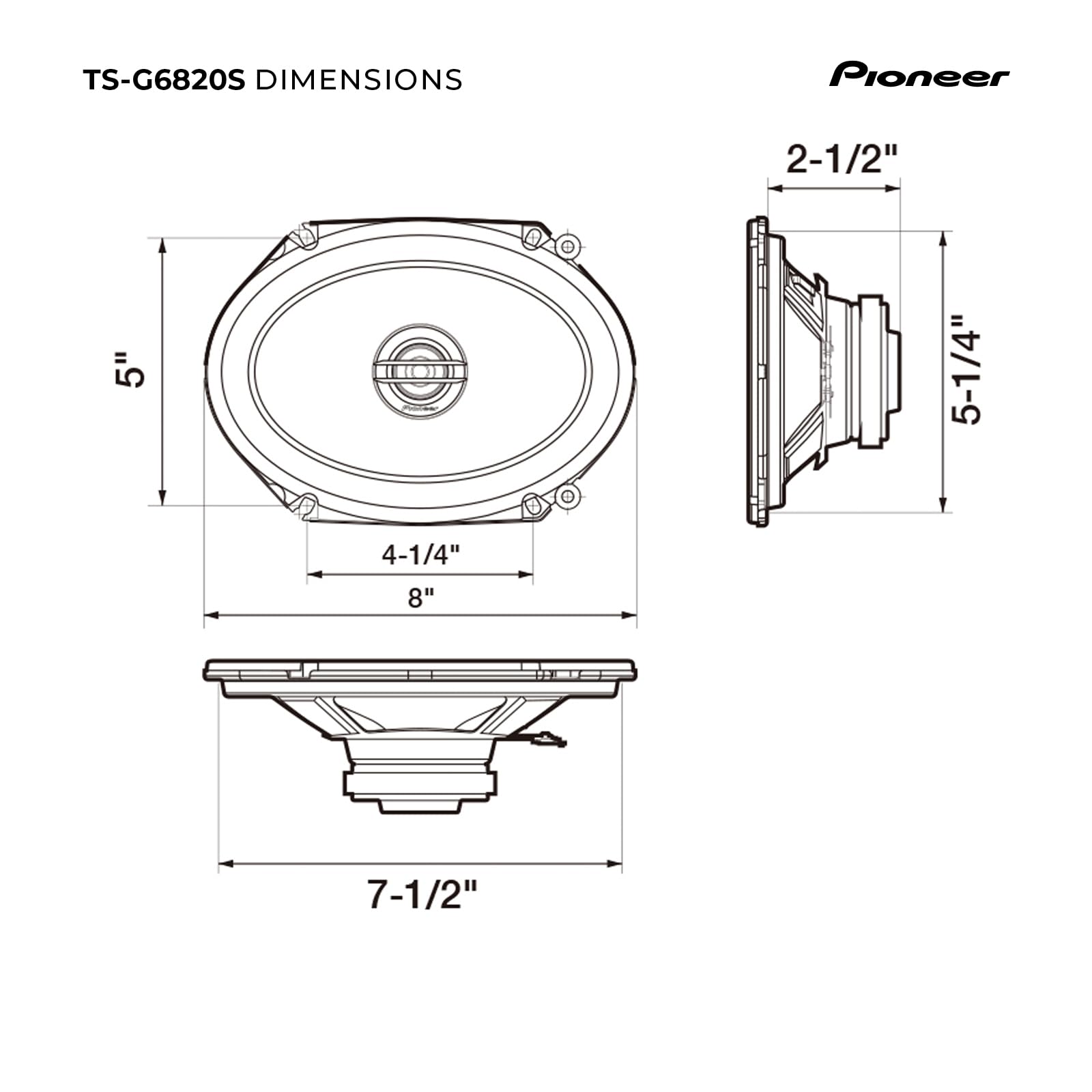 Foto 6 | Altavoz Para Coche Pioneer Ts-g6820s, Coaxial De 2 Vías, 6 X 8 Pulgadas, Negro - Venta Internacional.