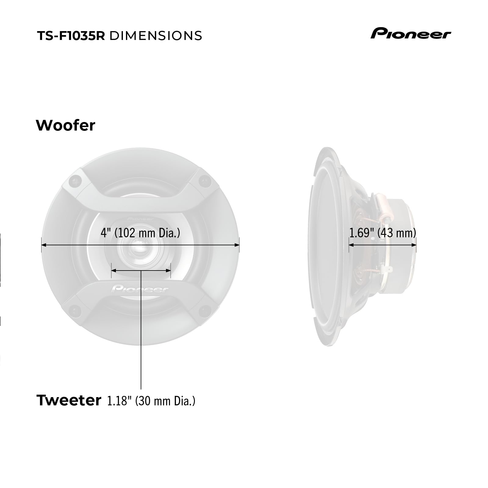 Foto 7 pulgar | Altavoces Para Coche Pioneer Ts-f1035r De 2 Vías Coaxiales De 4 Pulgadas - Venta Internacional.