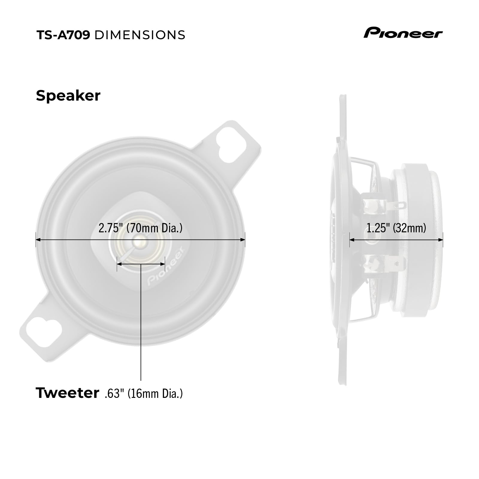 Foto 7 pulgar | Altavoces para Coche Pioneer Ts-a709 de 2 Vías Coaxiales de 2,75 Pulgadas - Venta Internacional