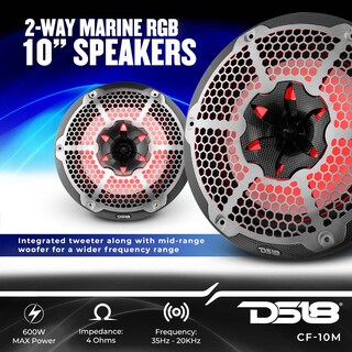 Foto 2 | Altavoz Coaxial Ds18 Hydro Cf-10m De 600 W Y 10 Pulgadas Con Luces Rgb - Venta Internacional.