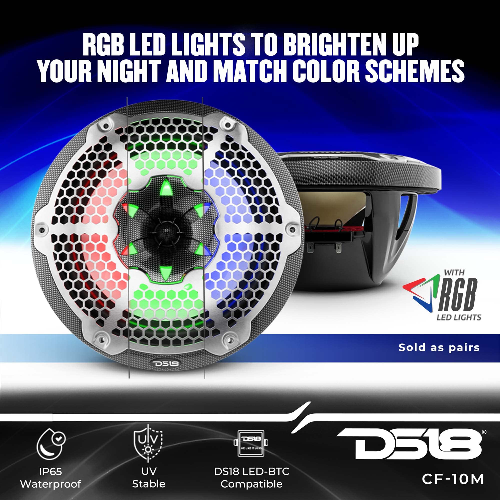 Foto 4 pulgar | Altavoz Coaxial Ds18 Hydro Cf-10m De 600 W Y 10 Pulgadas Con Luces Rgb - Venta Internacional.
