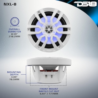 Foto 5 | Altavoz Marino Ds18 Nxl8 Blanco De 8 Cm, 2 Vías Y 375 W Con Led Rgb - Venta Internacional.