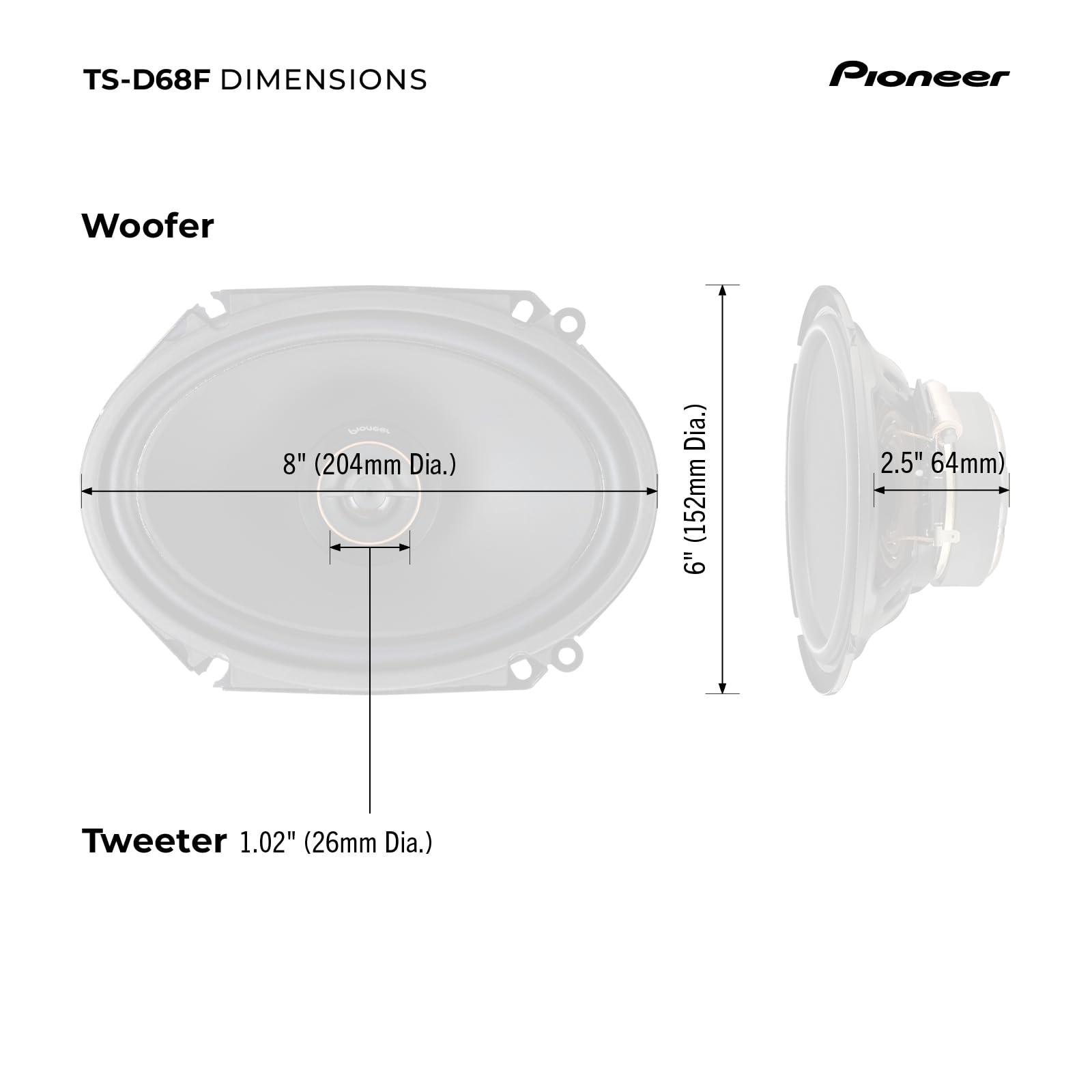Foto 7 pulgar | Altavoces Para Coche Pioneer Ts-d68f Serie D 6x8 De 2 Vías - Venta Internacional.