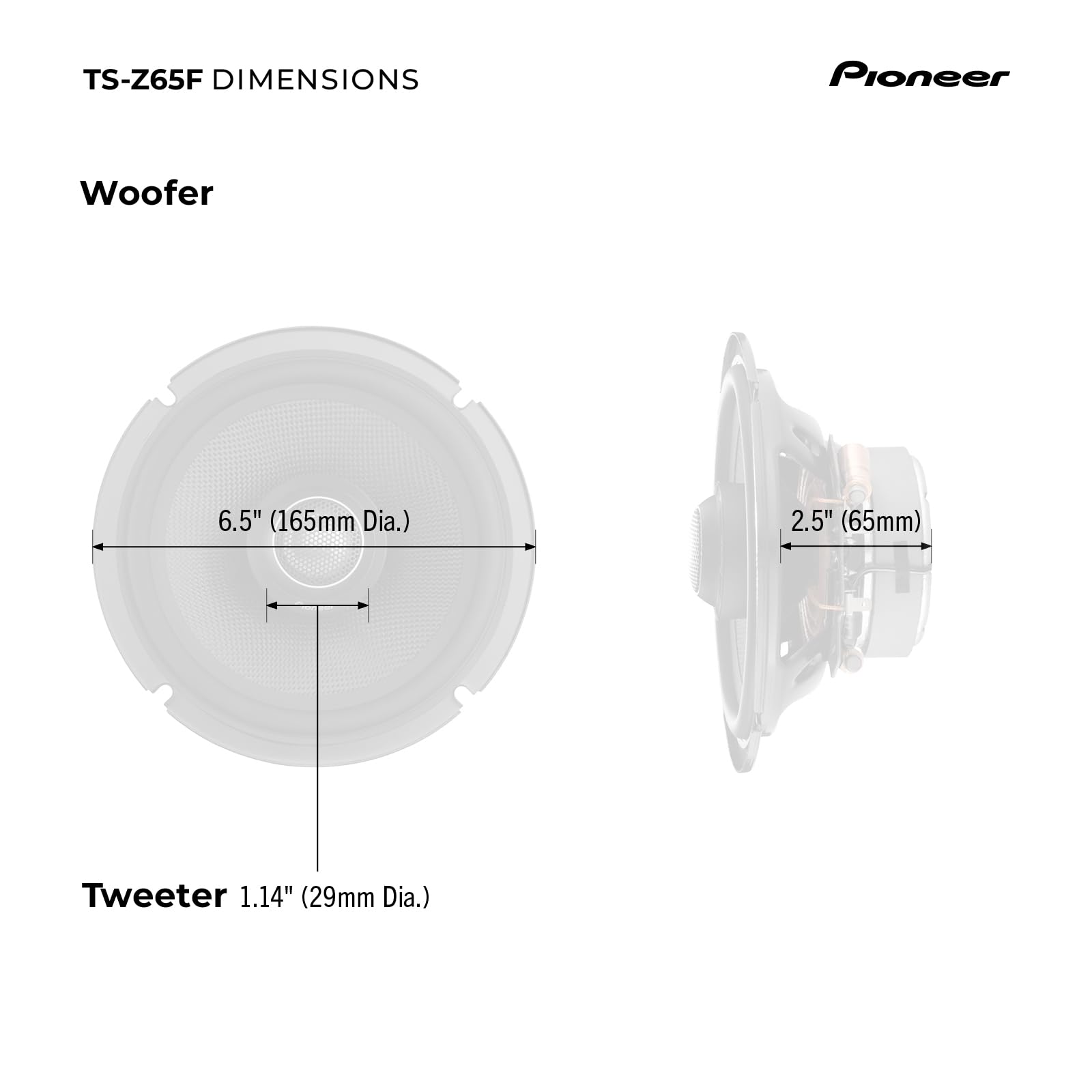Foto 6 | Altavoces Para Coche Pioneer Ts-z65f De 2 Vías Coaxiales 6.5 - Venta Internacional.