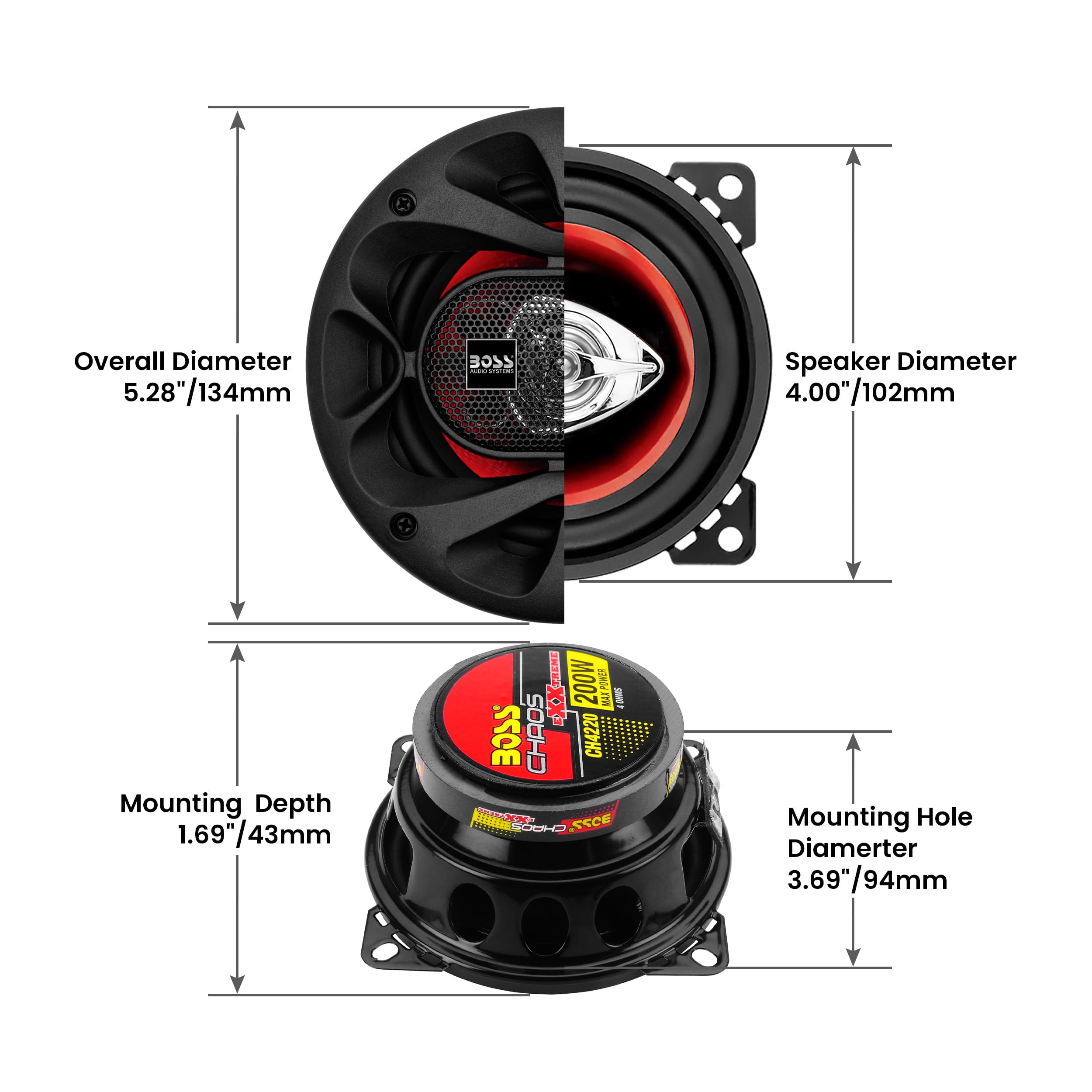 Foto 4 | Altavoces Para Puertas De Coche Boss Audio Systems Ch4220 Chaos 4 - Venta Internacional.