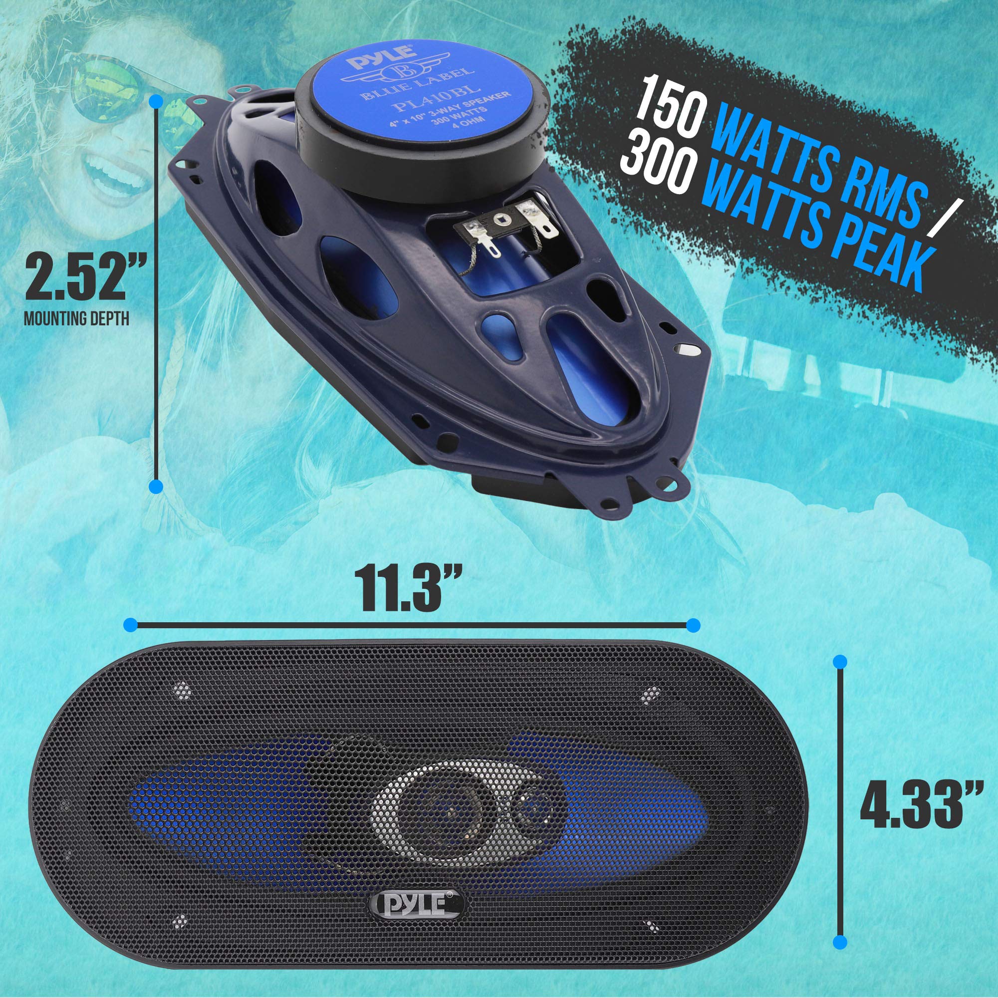 Foto 2 | Altavoces Estéreo Para Coche Pyle Pl32bl De 3,5 Pulgadas Y 120 W, Par - Venta Internacional.