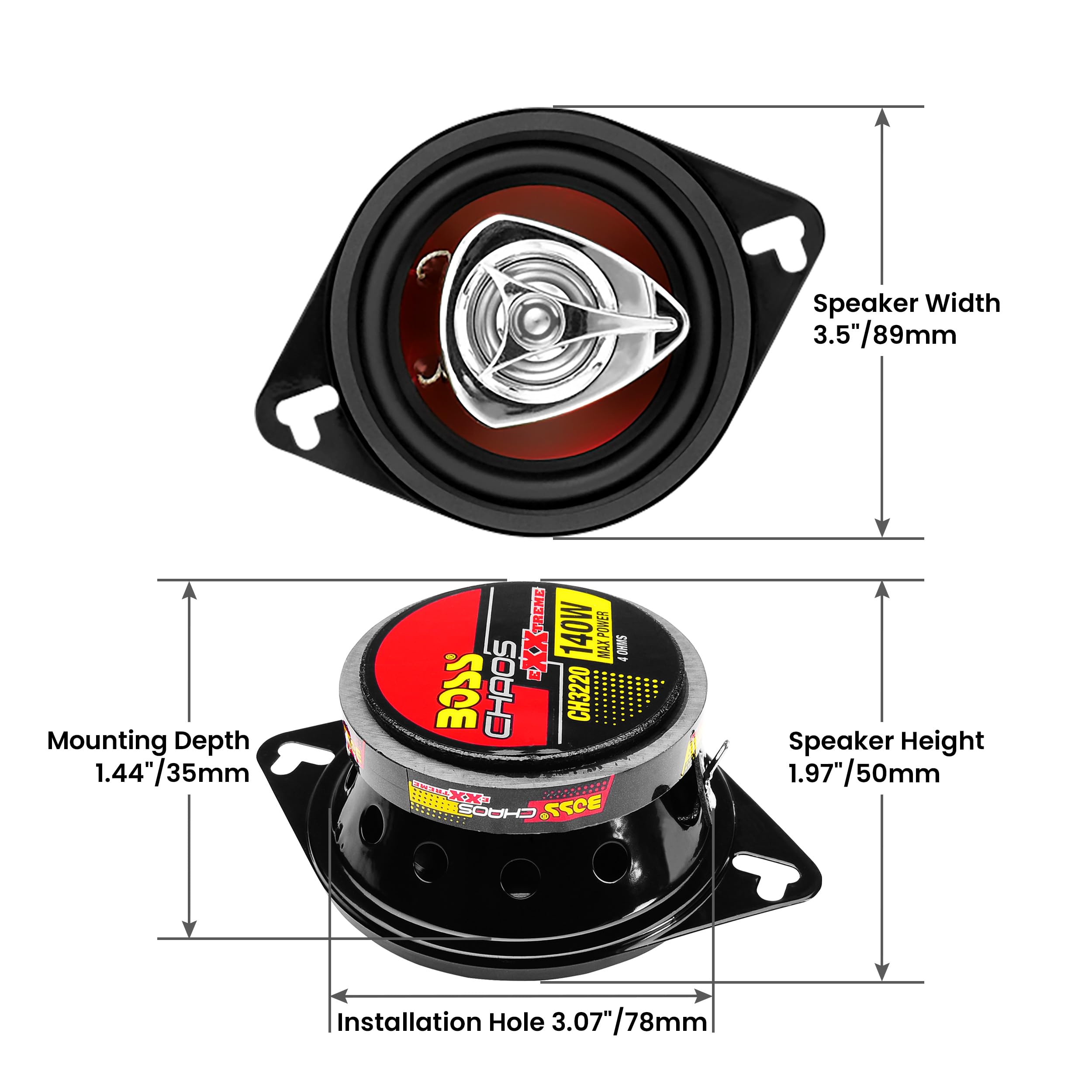 Foto 6 pulgar | Altavoces Para Puerta De Coche Boss Audio Systems Ch3220 3.5 Pulgadas 140 W - Venta Internacional.