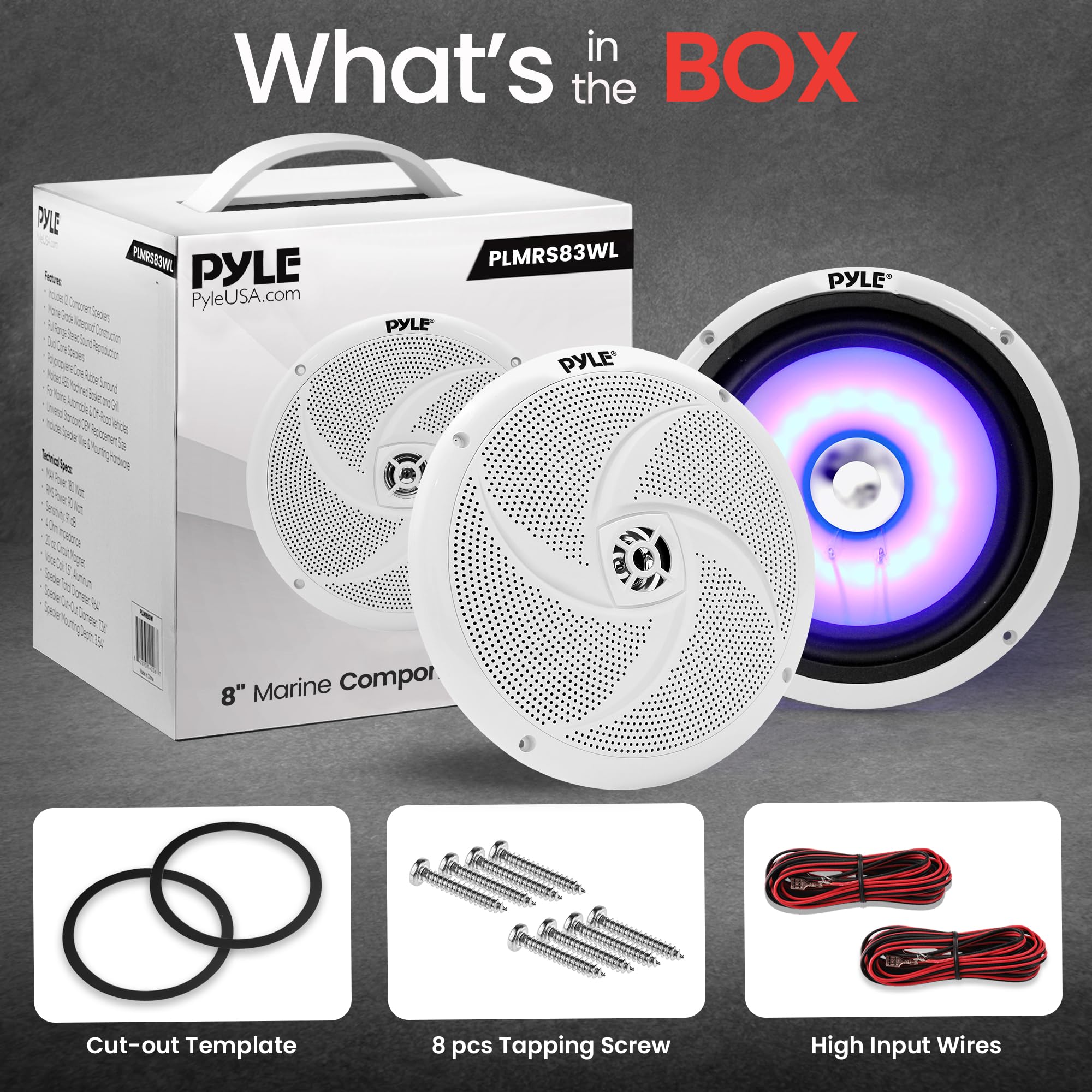 Foto 3 pulgar | Altavoces Marinos Pyleusa Estéreo De Rango Completo De 8 Pulgadas  160 W Y 2 Vías - Venta Internacional.