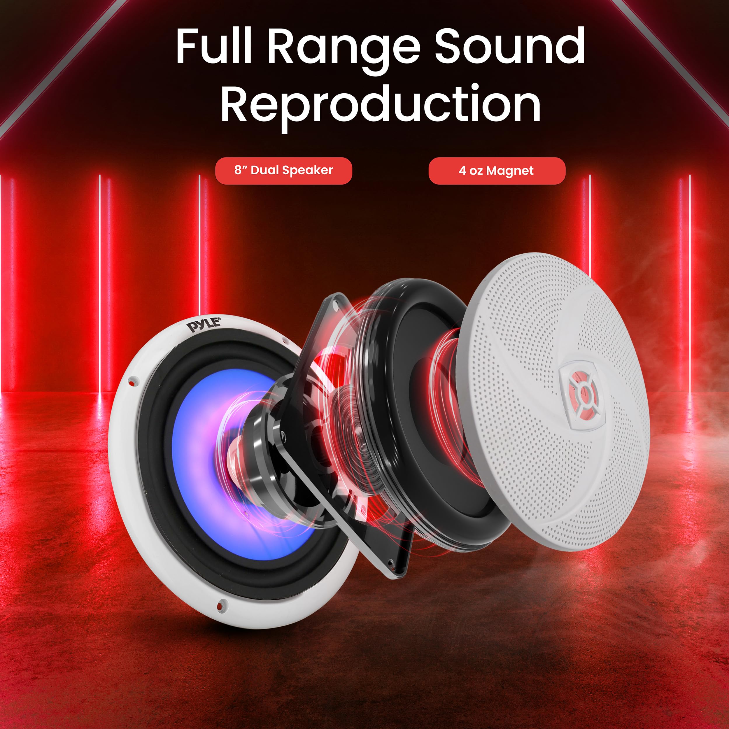 Foto 6 pulgar | Altavoces Marinos Pyleusa Estéreo De Rango Completo De 8 Pulgadas  160 W Y 2 Vías - Venta Internacional.