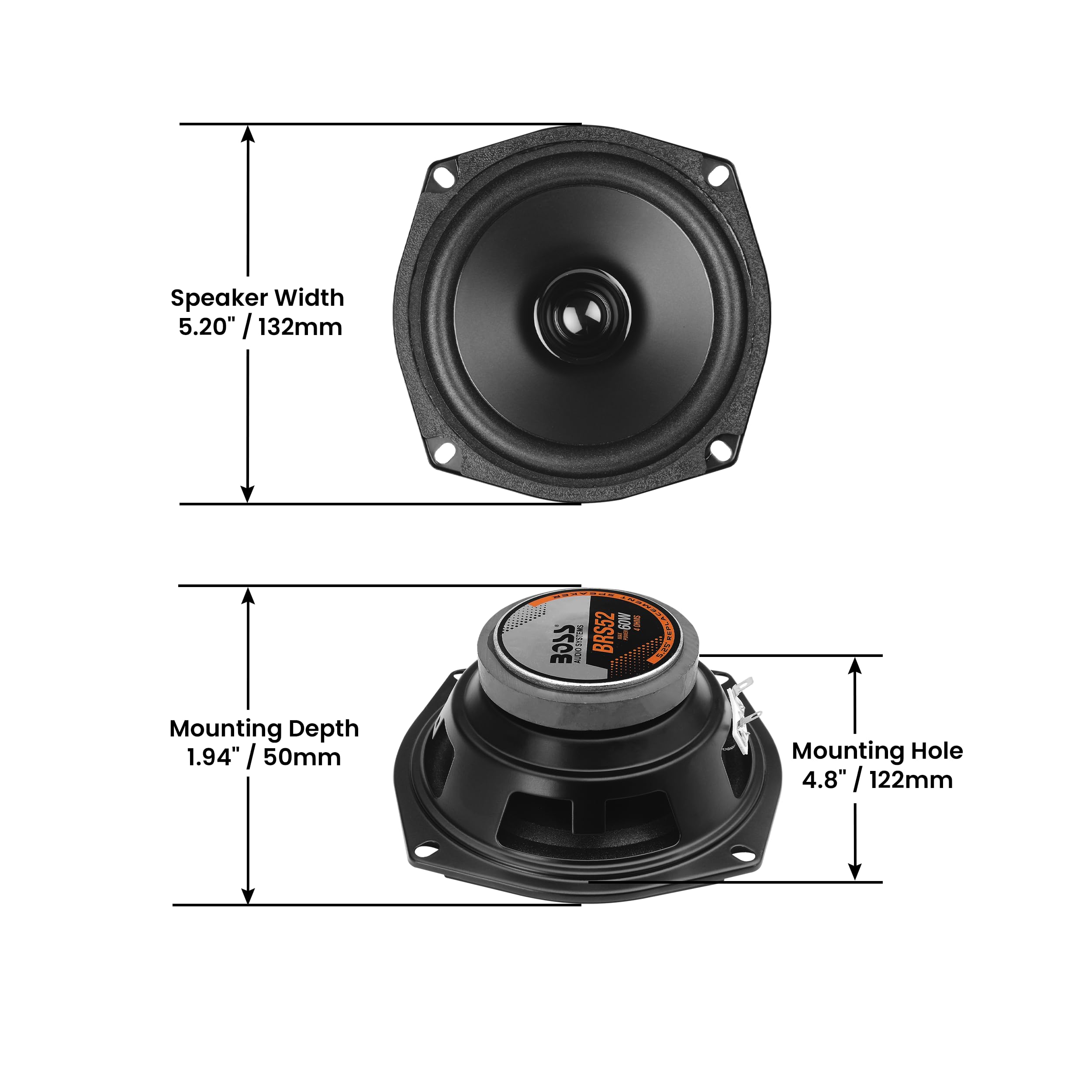 Foto 4 pulgar | Altavoces Para Coche Boss Audio Systems Brs52 De 5 25''  60 W  4 Ohmios - Venta Internacional.