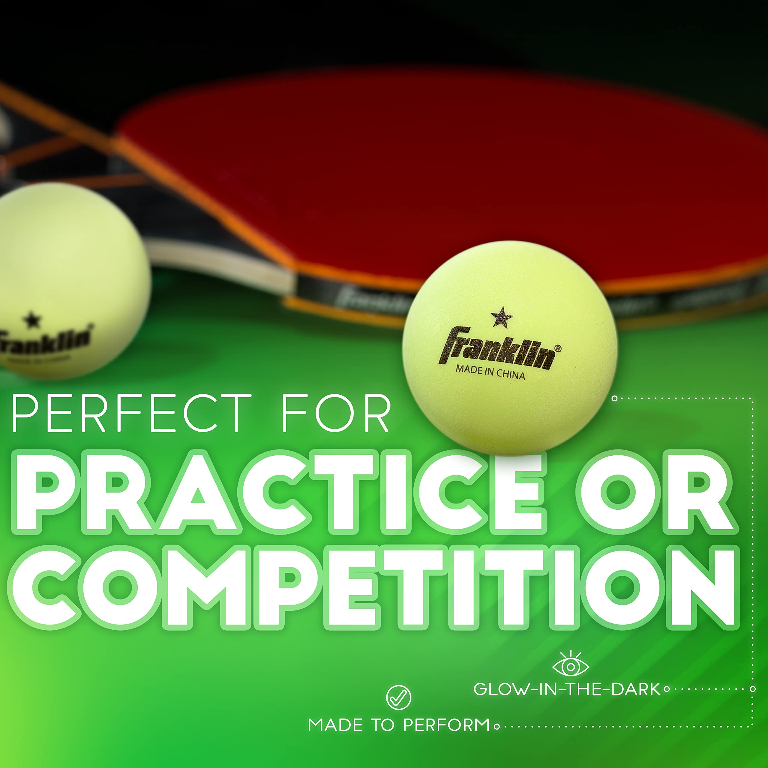 Foto 5 | Pelotas De Ping Pong Franklin Sports Que Brillan En La Oscuridad, 40 Mm, Paquete De 6 - Venta Internacional.