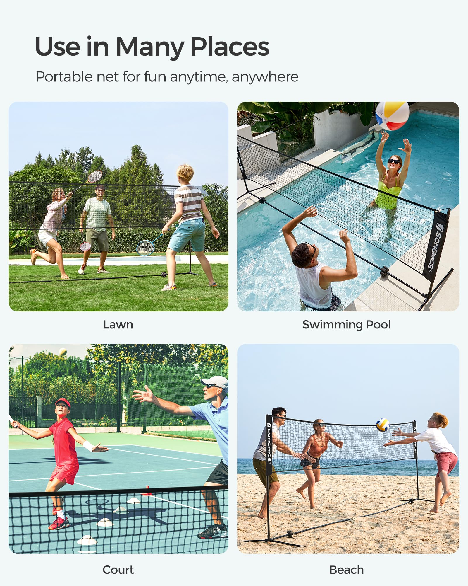 Foto 5 | Red De Bádminton Y Voleibol Songmics Msyq400h De 4 M Con Bastones