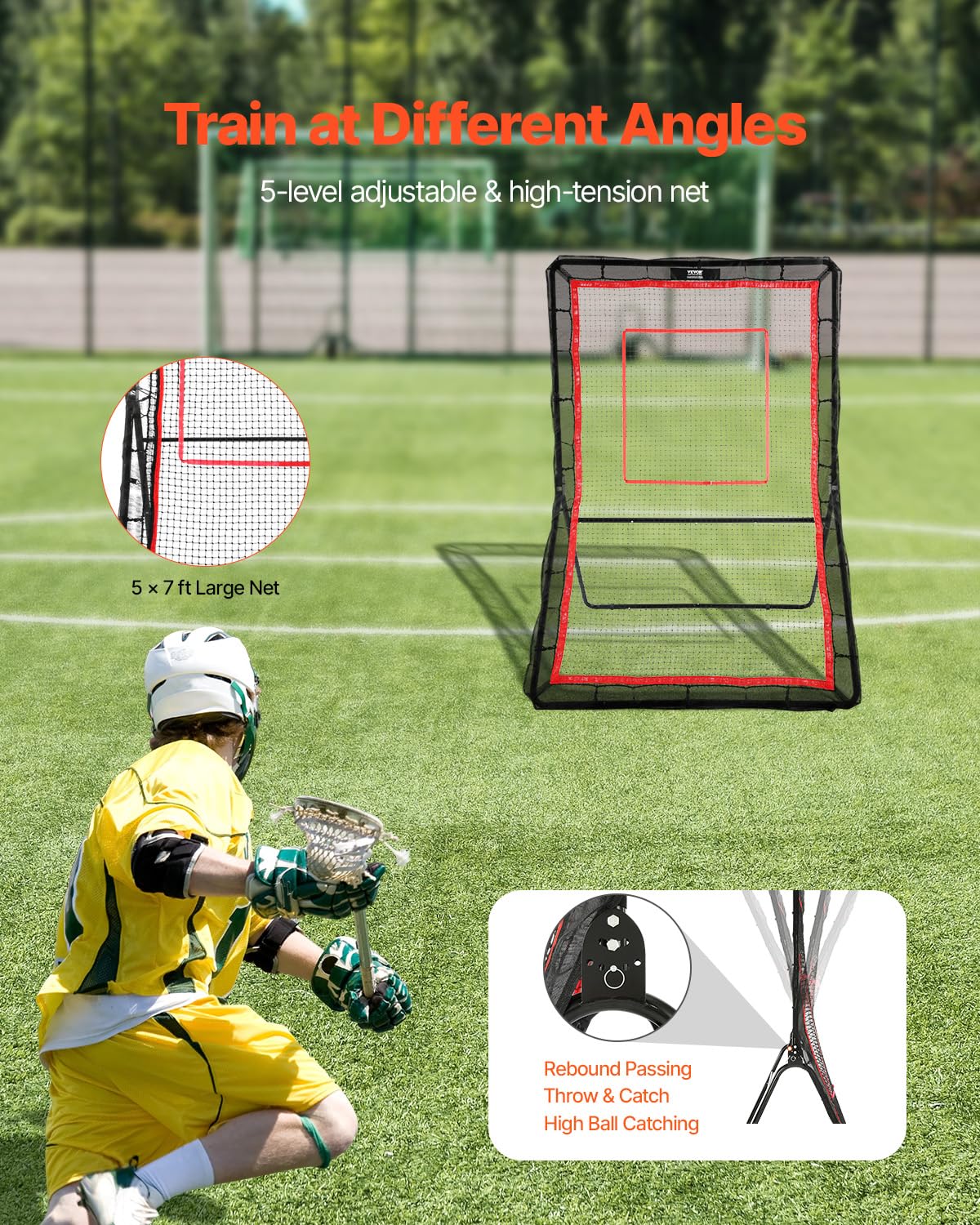 Foto 4 pulgar | Reboteador De Lacrosse Vevor, Resistente, 5 X 7 Pies Con Target Net - Venta Internacional.