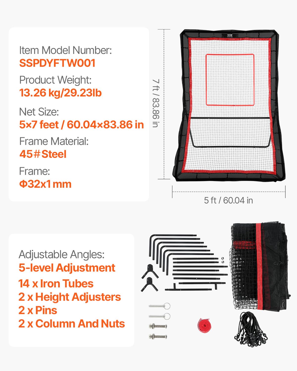 Foto 7 | Reboteador De Lacrosse Vevor, Resistente, 5 X 7 Pies Con Target Net - Venta Internacional.