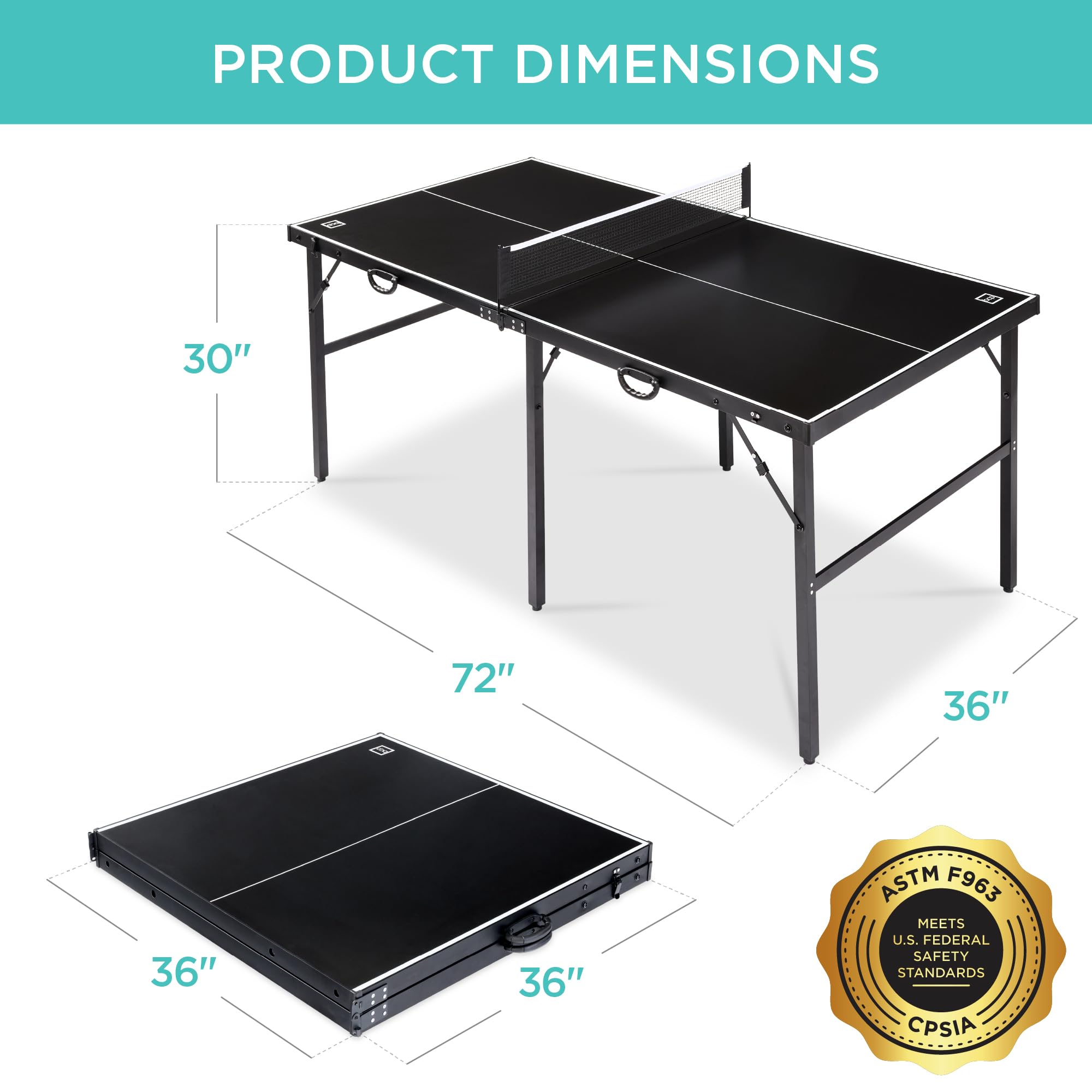 Foto 3 pulgar | Mesa De Ping Pong Best Choice Products Portátil De 6 X 3 Pies, Negra - Venta Internacional.