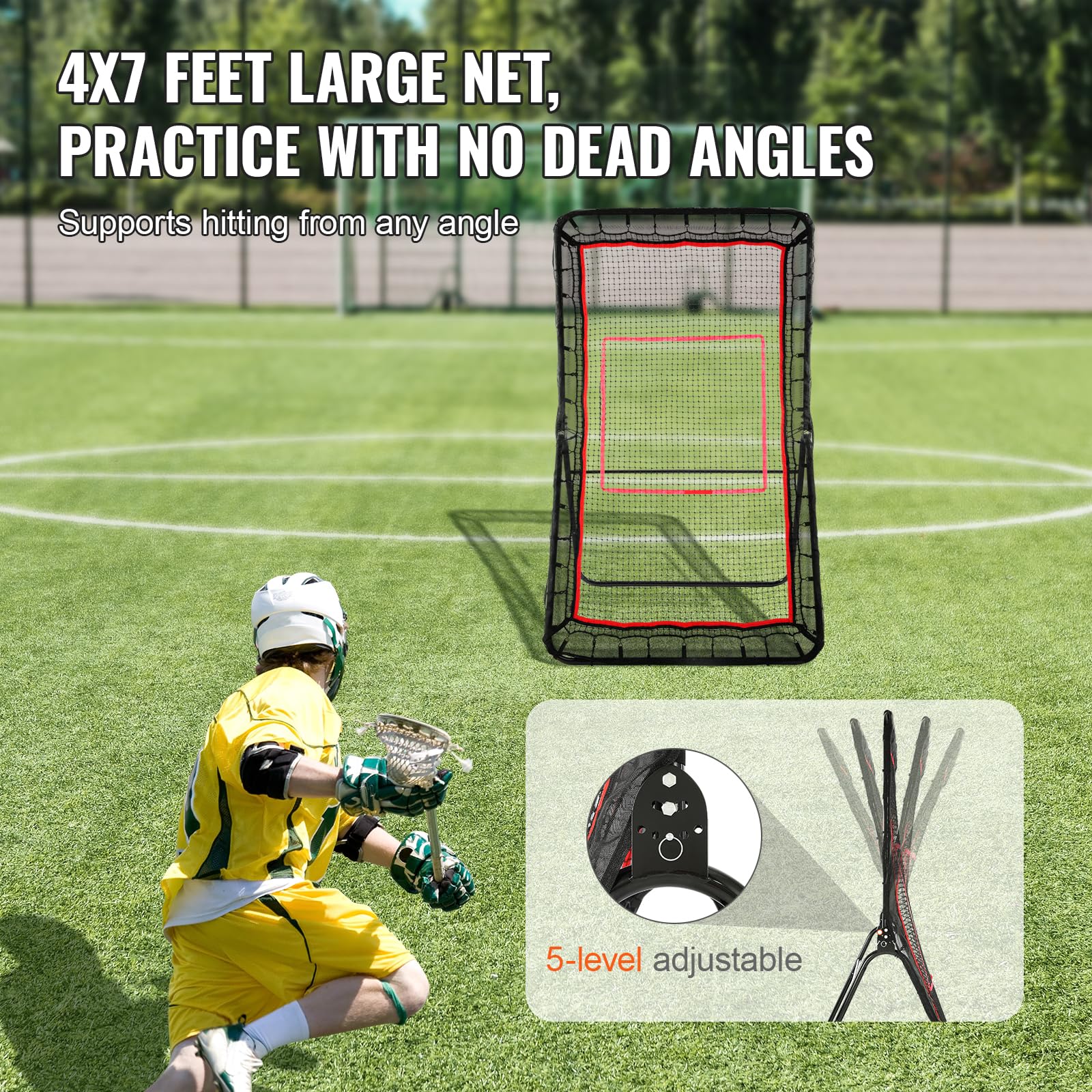 Foto 3 pulgar | Reboteador De Lacrosse Vevor De 4 X 7 Pies Con Red De Voleibol Ajustable En Ángulo. - Venta Internacional.