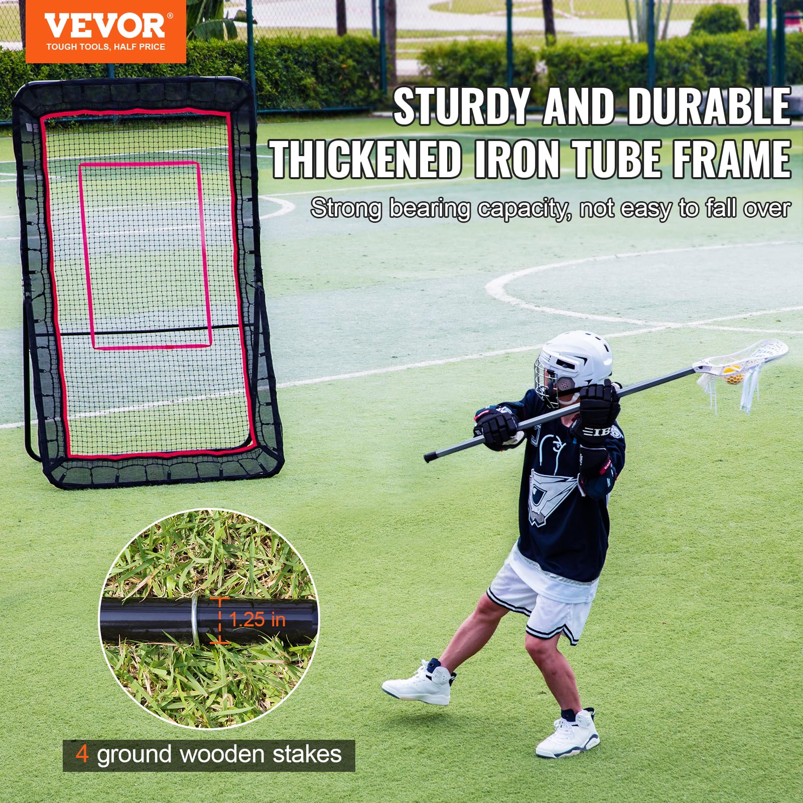 Foto 4 pulgar | Reboteador De Lacrosse Vevor De 4 X 7 Pies Con Red De Voleibol Ajustable En Ángulo. - Venta Internacional.