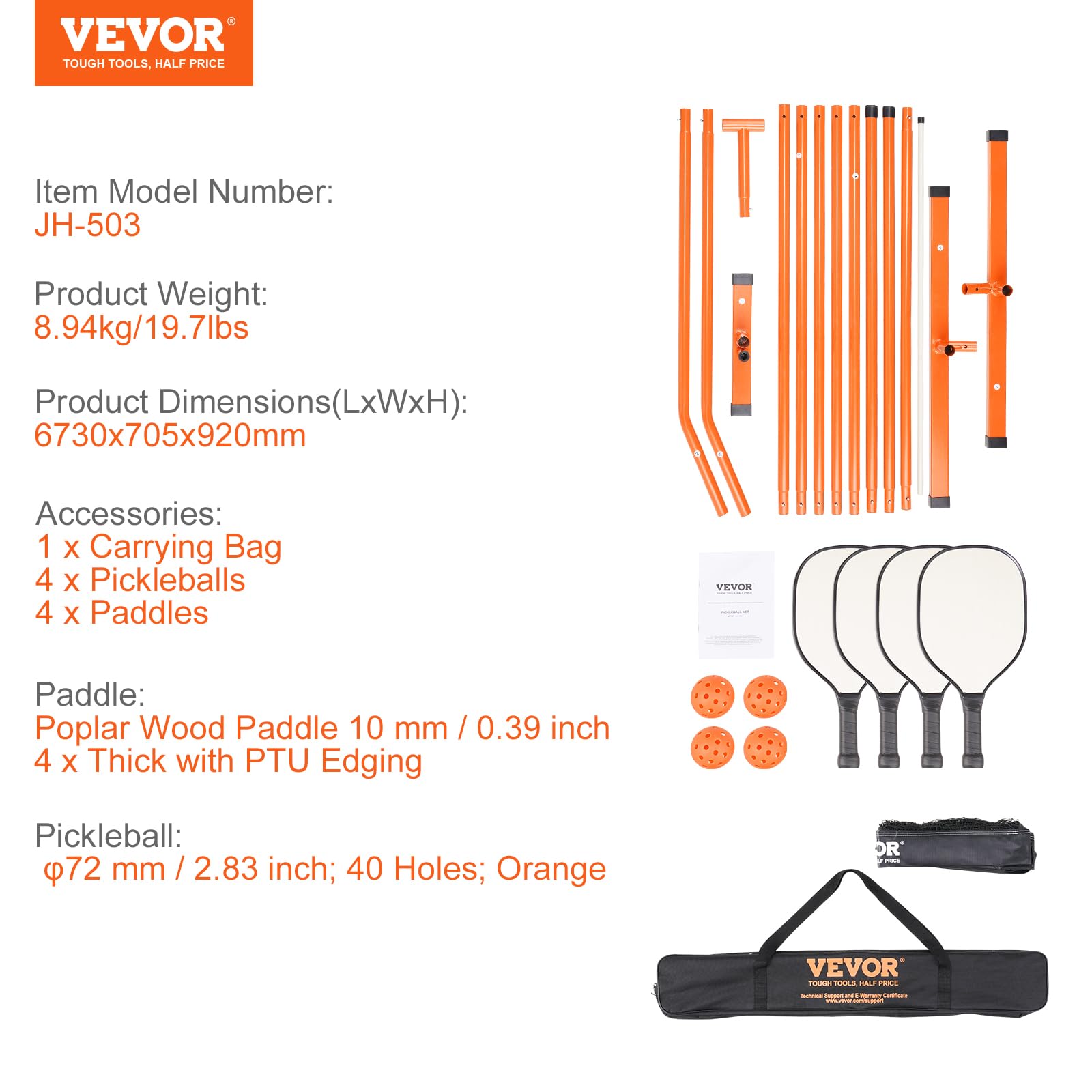 Foto 8 pulgar | Juego De Redes De Pickleball Vevor, 22 Pies, Tamaño Reglamentario, Portátil - Venta Internacional.