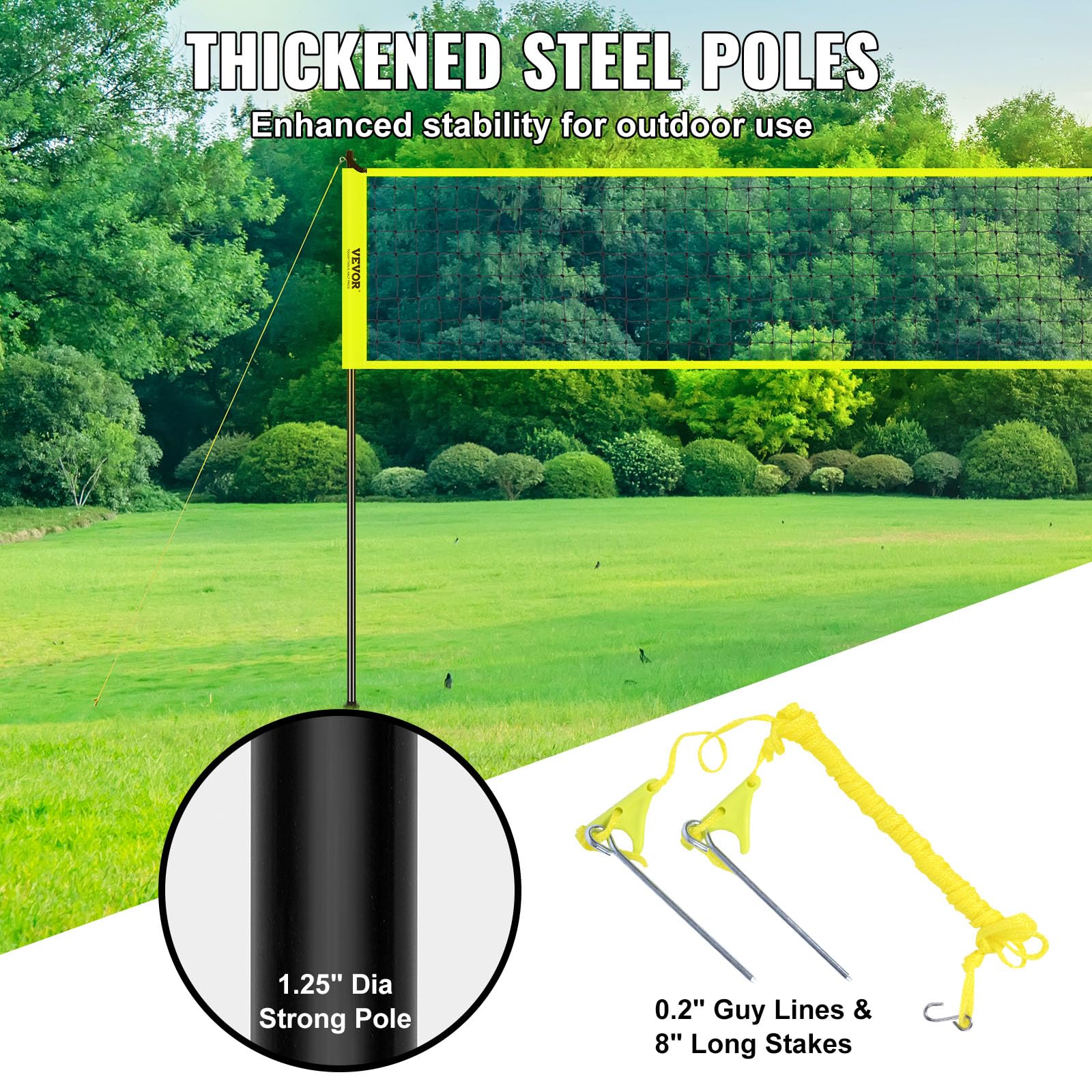 Foto 6 pulgar | Sistema De Red De Voleibol Vevor Outdoor Portátil Con Altura Ajustable - Venta Internacional.