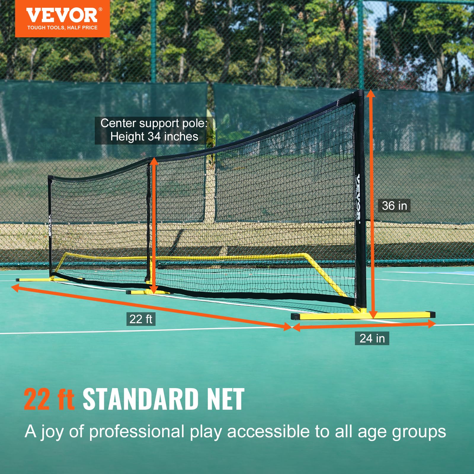 Foto 2 | Sistema De Red De Pickleball Vevor Portátil De 22 Pies Con Bolsa De Transporte - Venta Internacional.